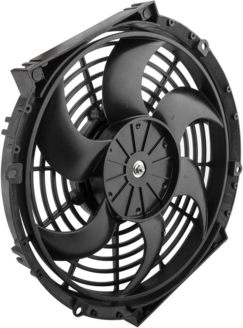 WEDOAUTO 10" inch Slim Fan Pull Electric Radiator Cooling 12V 80W High Performance Mount Universal Kit Black Heavy Duty Wide Curved 6 Blades - Image 4